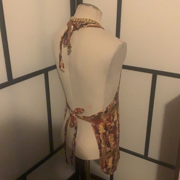 Vintage Custom Made Reversible Apron w/Pockets Artsy Stylish Wine Theme One Size - Picture 5 of 9